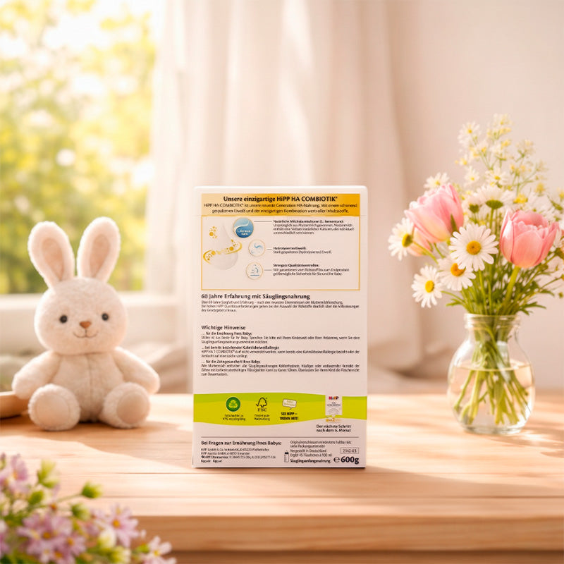 HiPP HA Stage 1 Hypoallergenic Infant Formula 600g Back of Box